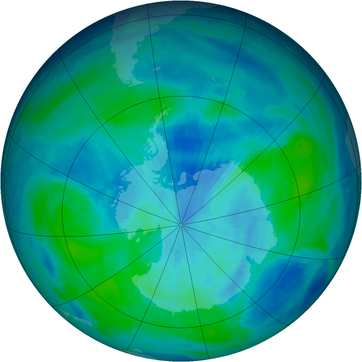Antarctic ozone map for 21 March 1998